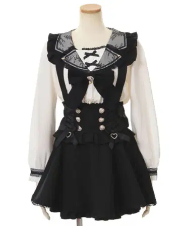 LIZLISA 레이스업 서스펜더 치마바지