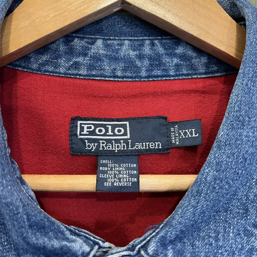 (XXLARGE)1990s POLO 폴로데님블루종해링턴베이포트자켓