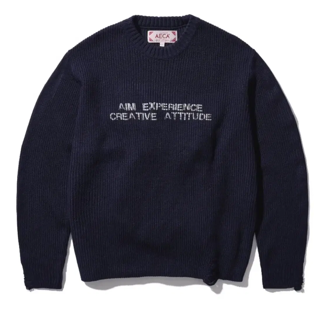 [새상품]에이카화이트 MEANS DESTROYED KNIT-NAVY