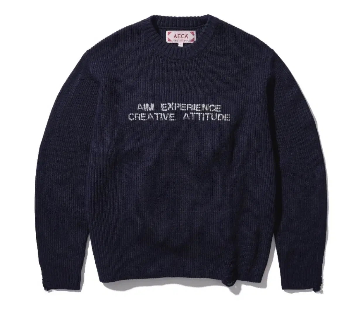 [새상품]에이카화이트 MEANS DESTROYED KNIT-NAVY