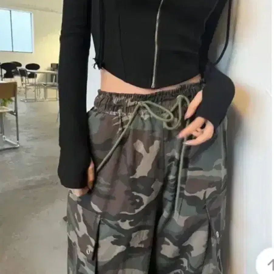 와이드 밀리터리 카모 카고 팬츠 camo pants 딥그린