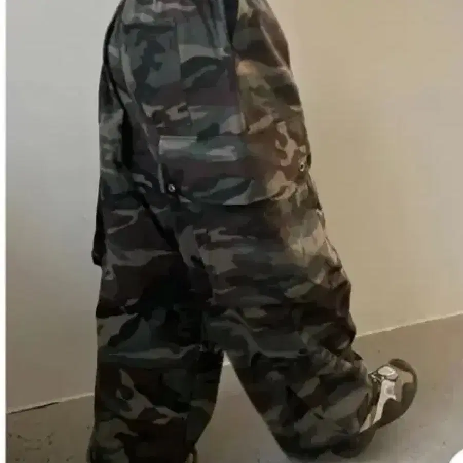 와이드 밀리터리 카모 카고 팬츠 camo pants 딥그린