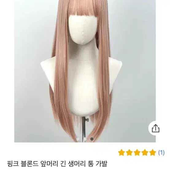 지젤 손민수 핑크 블론드 앞머리 긴 생머리 통 가발