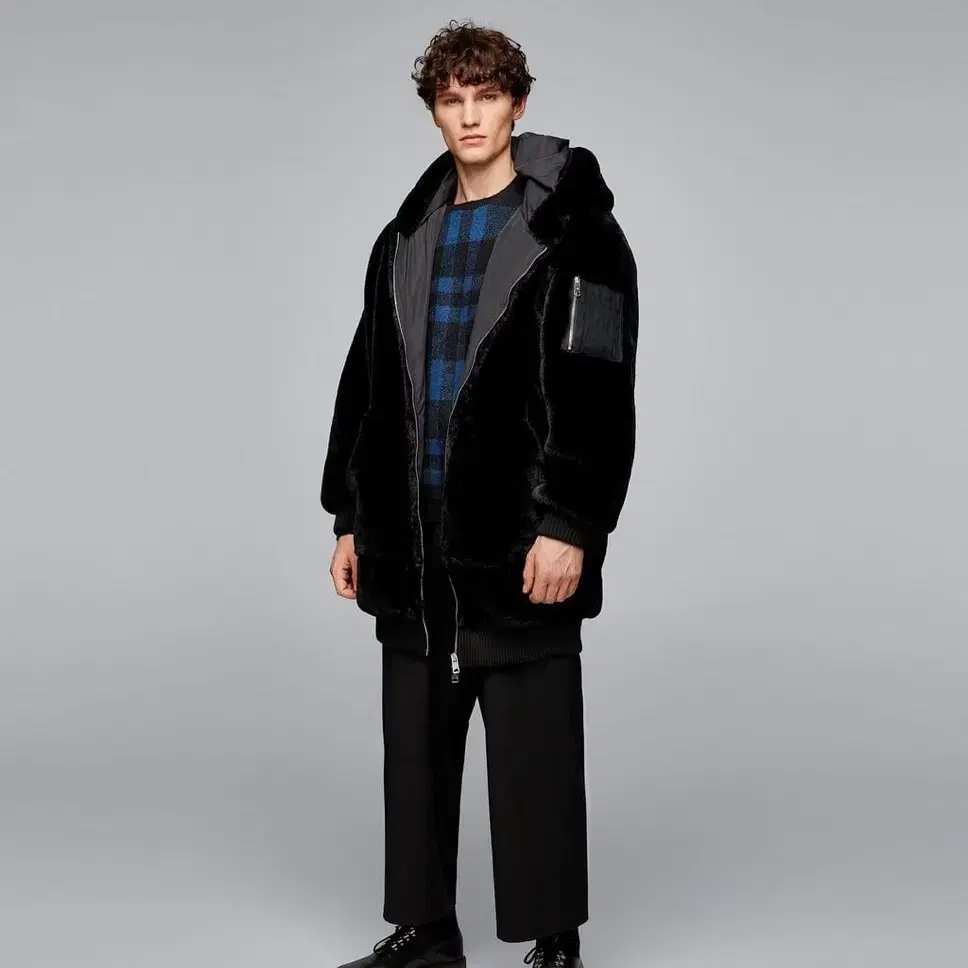 자라 페이크퍼 후드코트 ZARA Men Faux fur coat