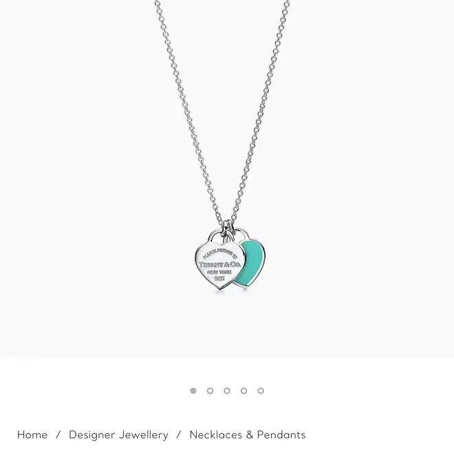 티파니앤코 목걸이 Blue Double Heart Tag Pendant