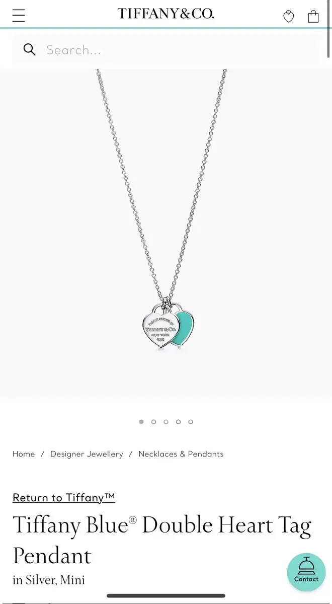 티파니앤코 목걸이 Blue Double Heart Tag Pendant