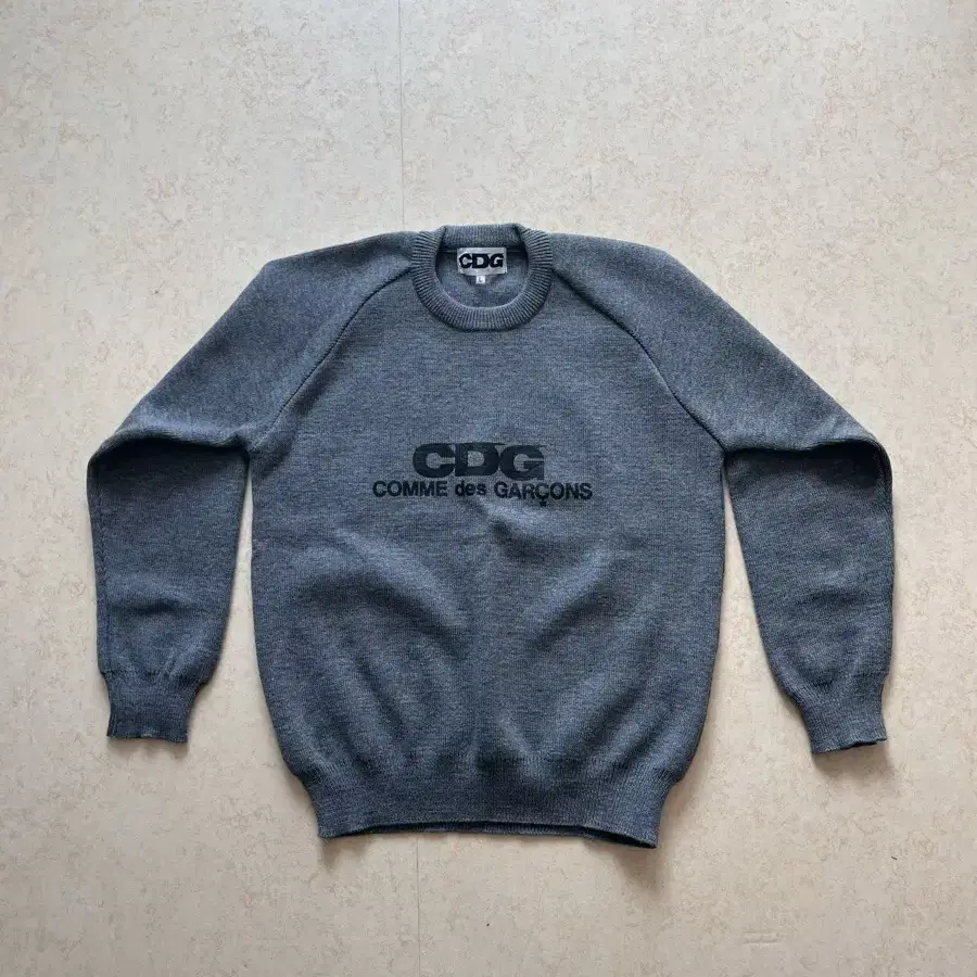 CDG 라운드넥 스쿨 풀오버 니트 Grey L