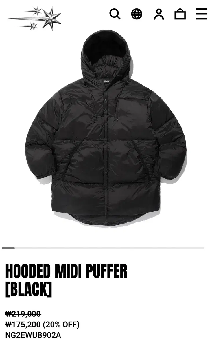 Nice Ghost Club Hooded Midi Puffer Black S