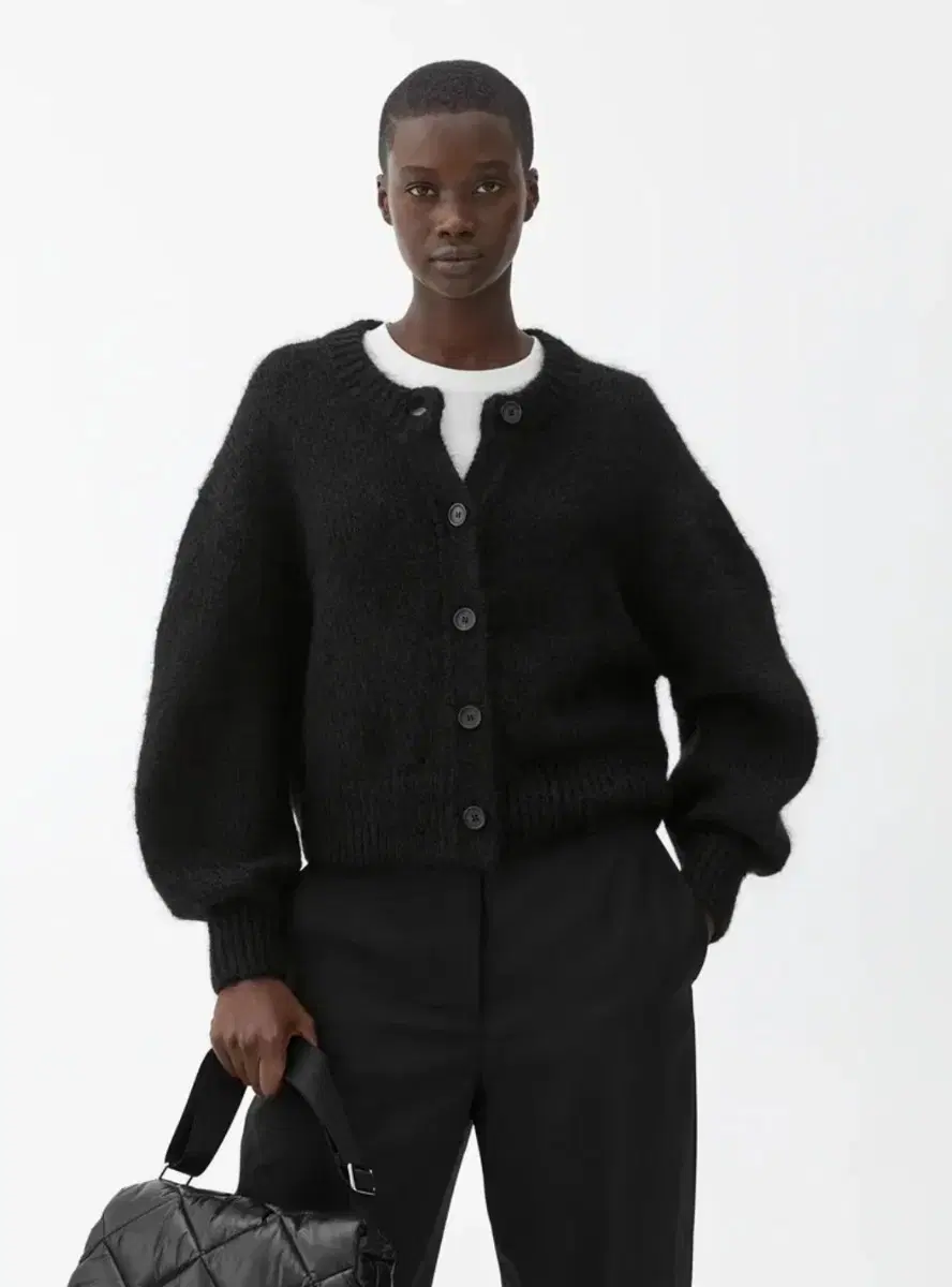 Balloon-Sleeve Mohair Cardigan