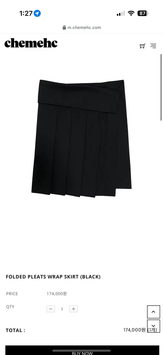 체메씨 FOLDED PLEATS WRAP SKIRT (BLACK)