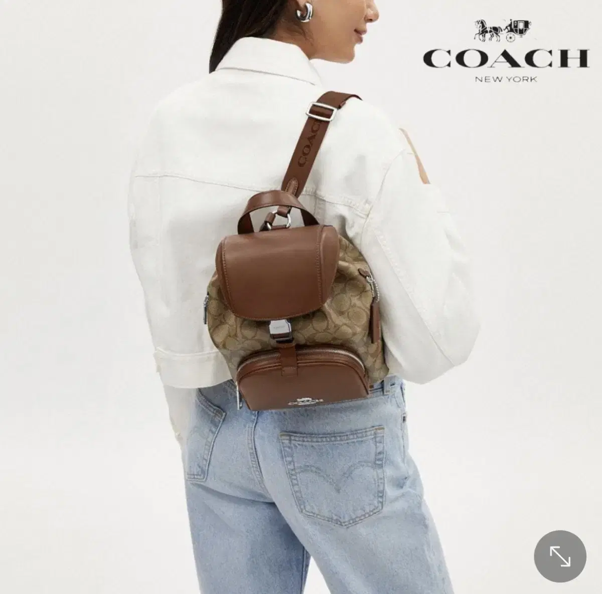 새상품 코치 COACH 페이스 백팩 시그니처 캔버스 카키