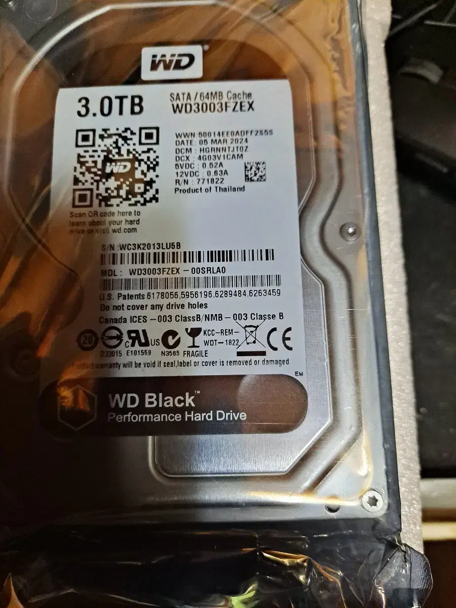 wd black 3tb 미개봉 2024