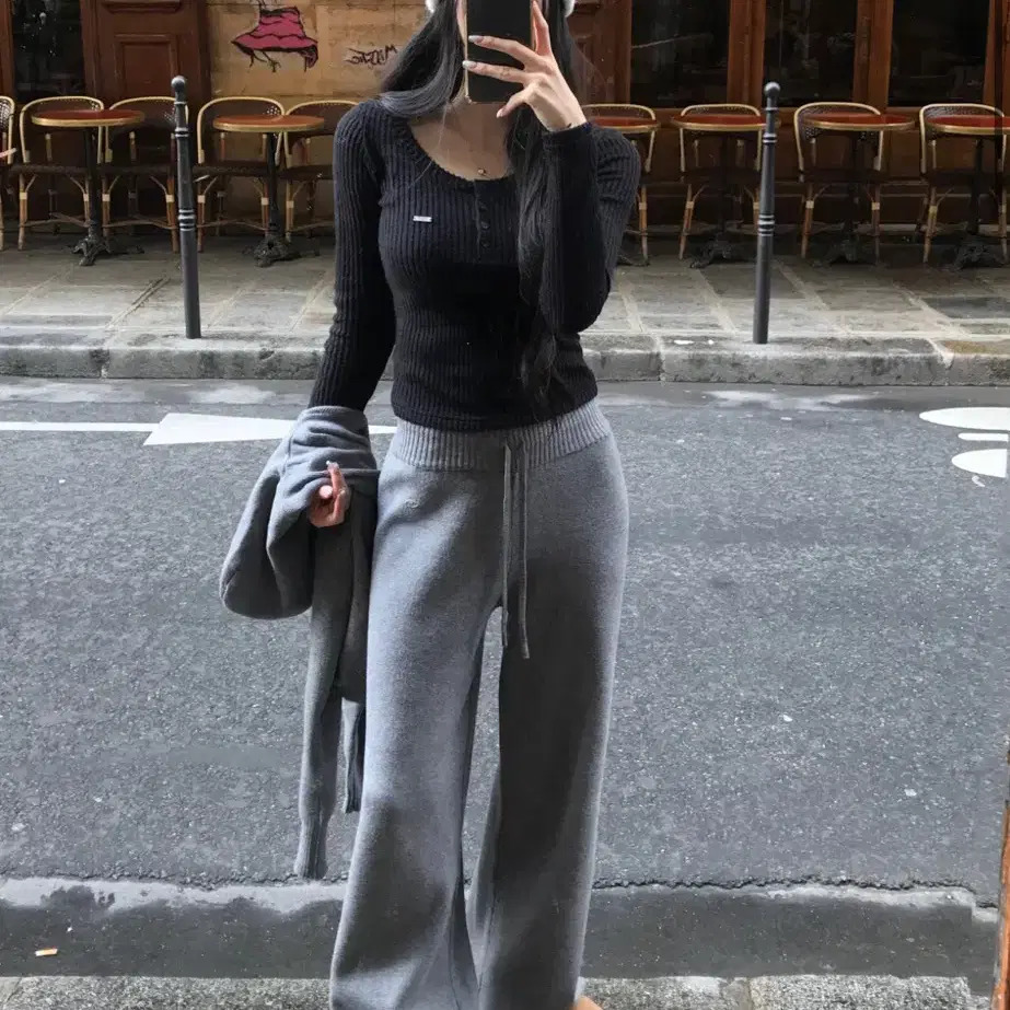 카키포인트 니트팬츠  Basic Knit Pants - Gray