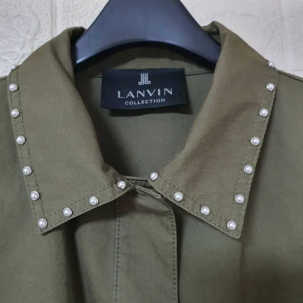 더한섬랑방컬렉션 Lanvin 진주 스터드 자켓 셔켓 사이즈 165