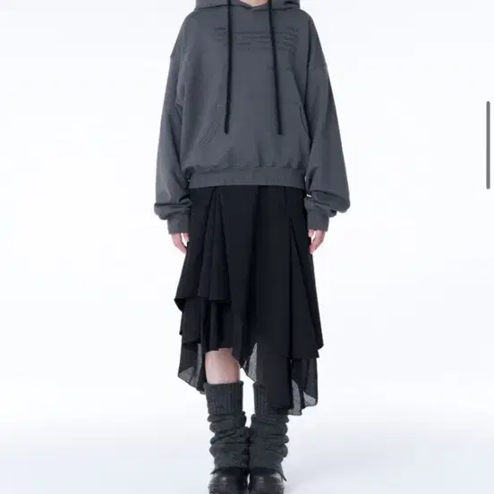 미세키서울 Unbalanced layered skirt BLACK