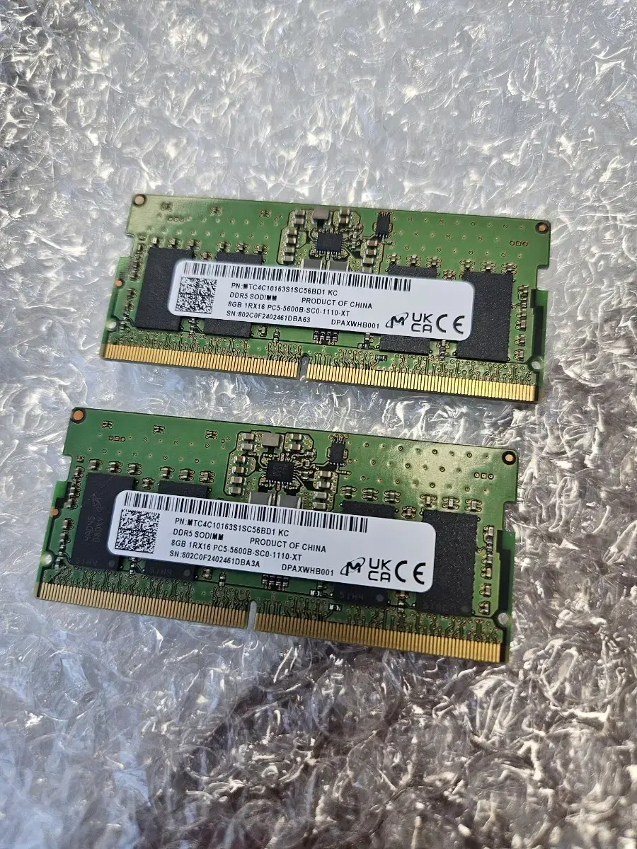 마이크론 8gb 노트북 ddr5 sodimm 램 2개일괄 택포