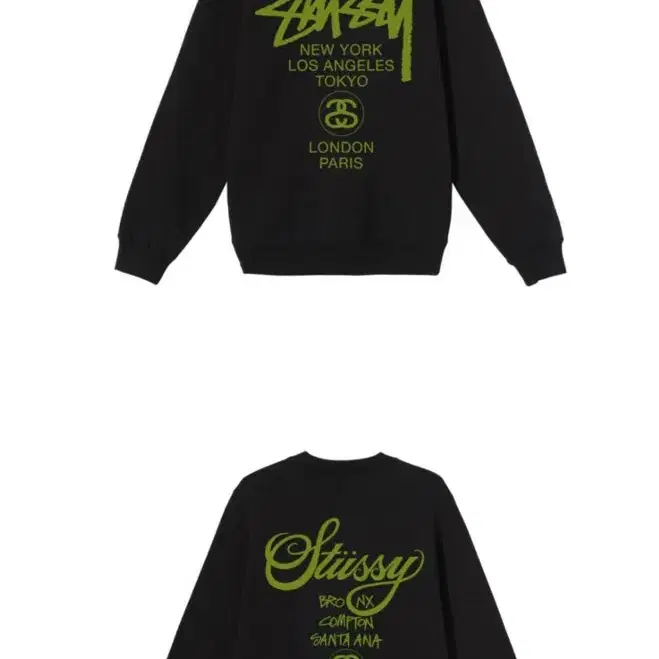 스투시 월드 투어 크루 여성 블랙 Stussy World Tour Cr