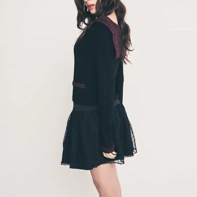 fazed dot midi volume skirt 블랙