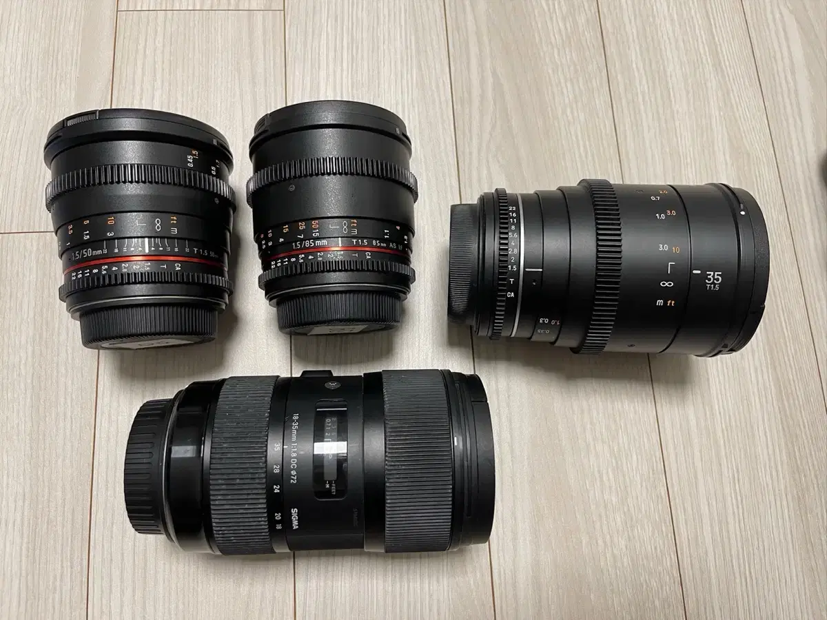 10 VDSLR mk2 35mm t1.5, 50mm t1.5, 85mm