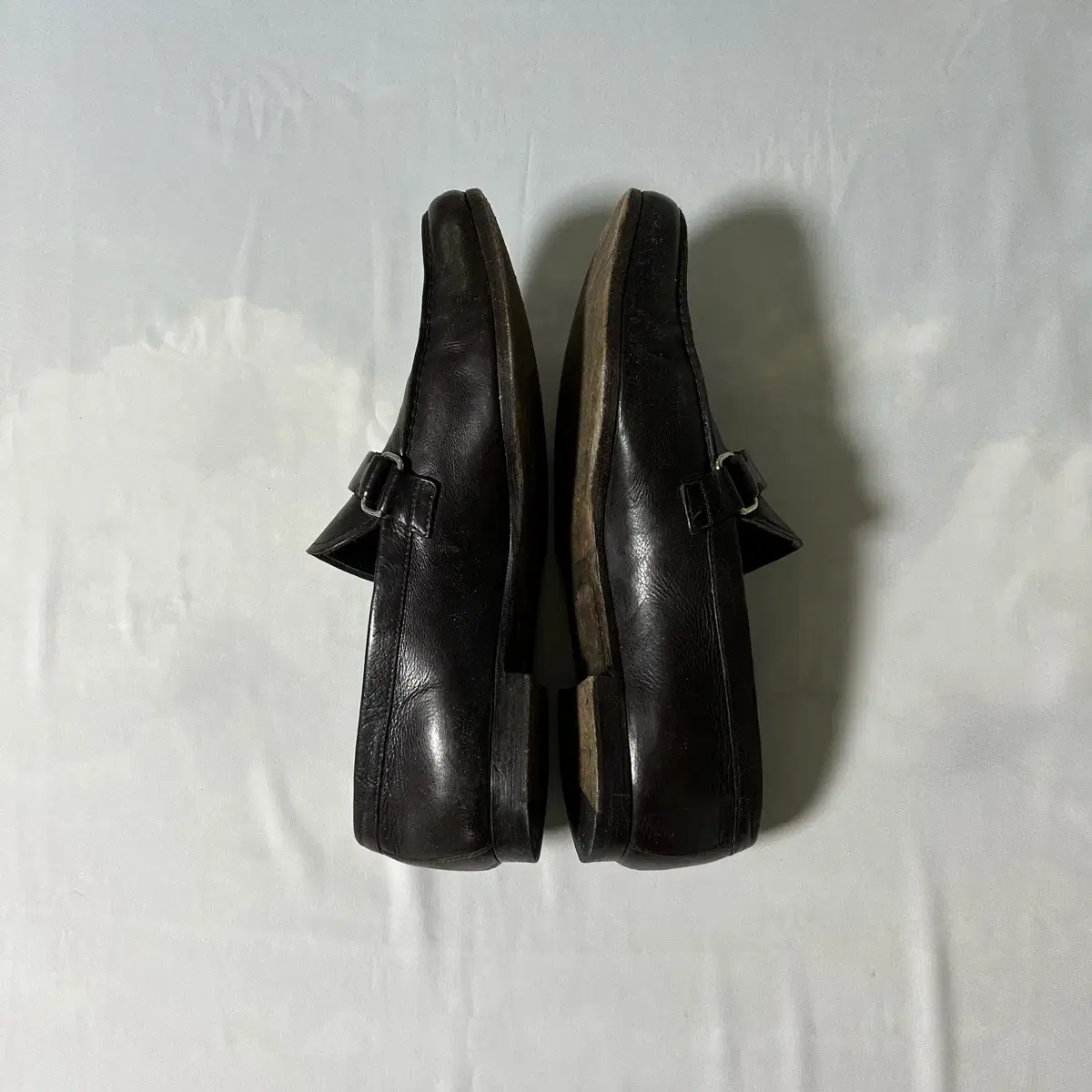 Prada buckle strap loafers dark brown