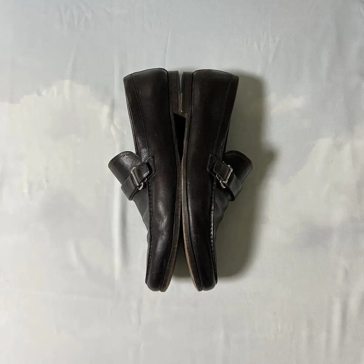 Prada buckle strap loafers dark brown