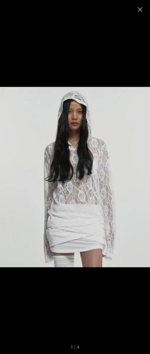 나체  LACE HOODIE SHIRT IVORY