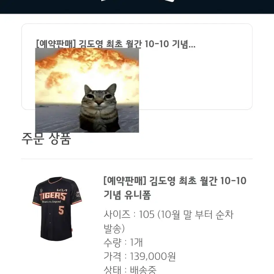 김도영 10-10(텐텐) 유니폼 105 미개봉