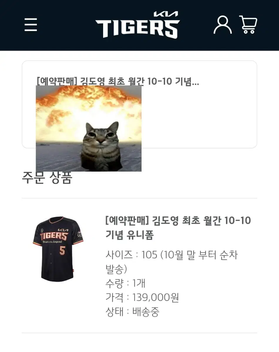 김도영 10-10(텐텐) 유니폼 105 미개봉