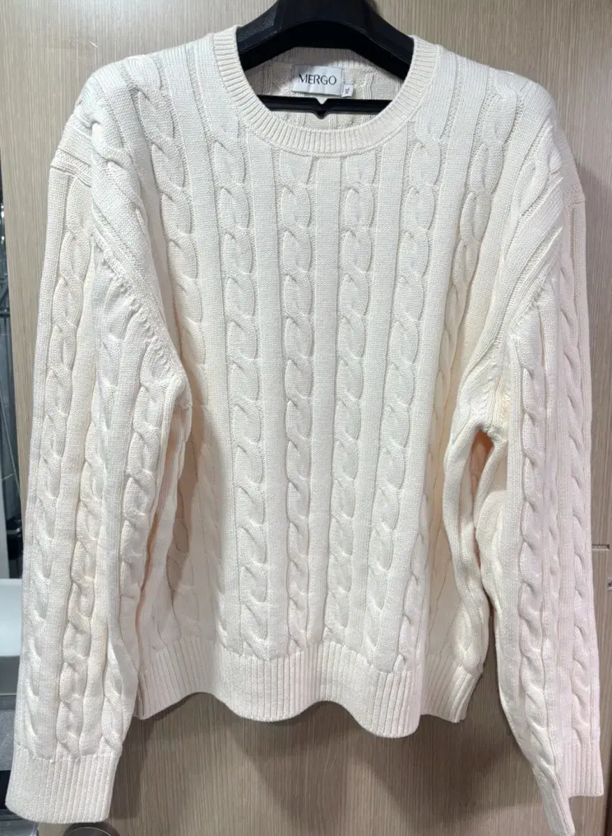메르고 케이블 니트 아이보리 L XL 사이즈