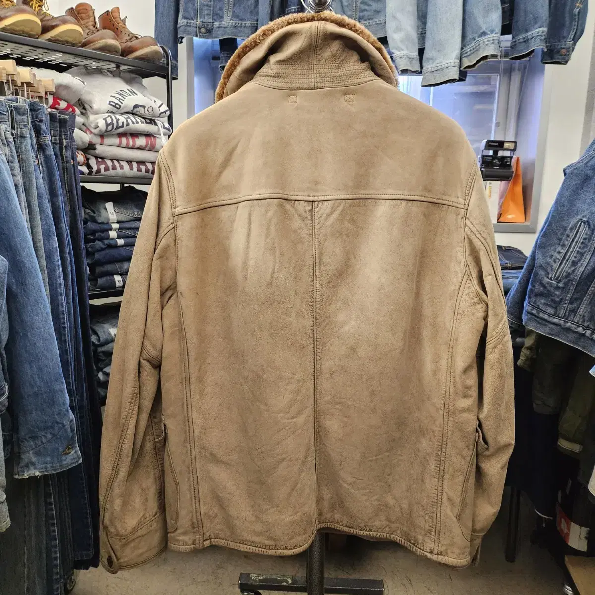 Double RL 1930s Car Tan Shearling 가죽 코트