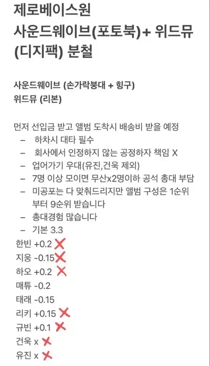 최저가)제로베이스원 5집 분철 포토북+디지팩 사운드웨이브위드뮤