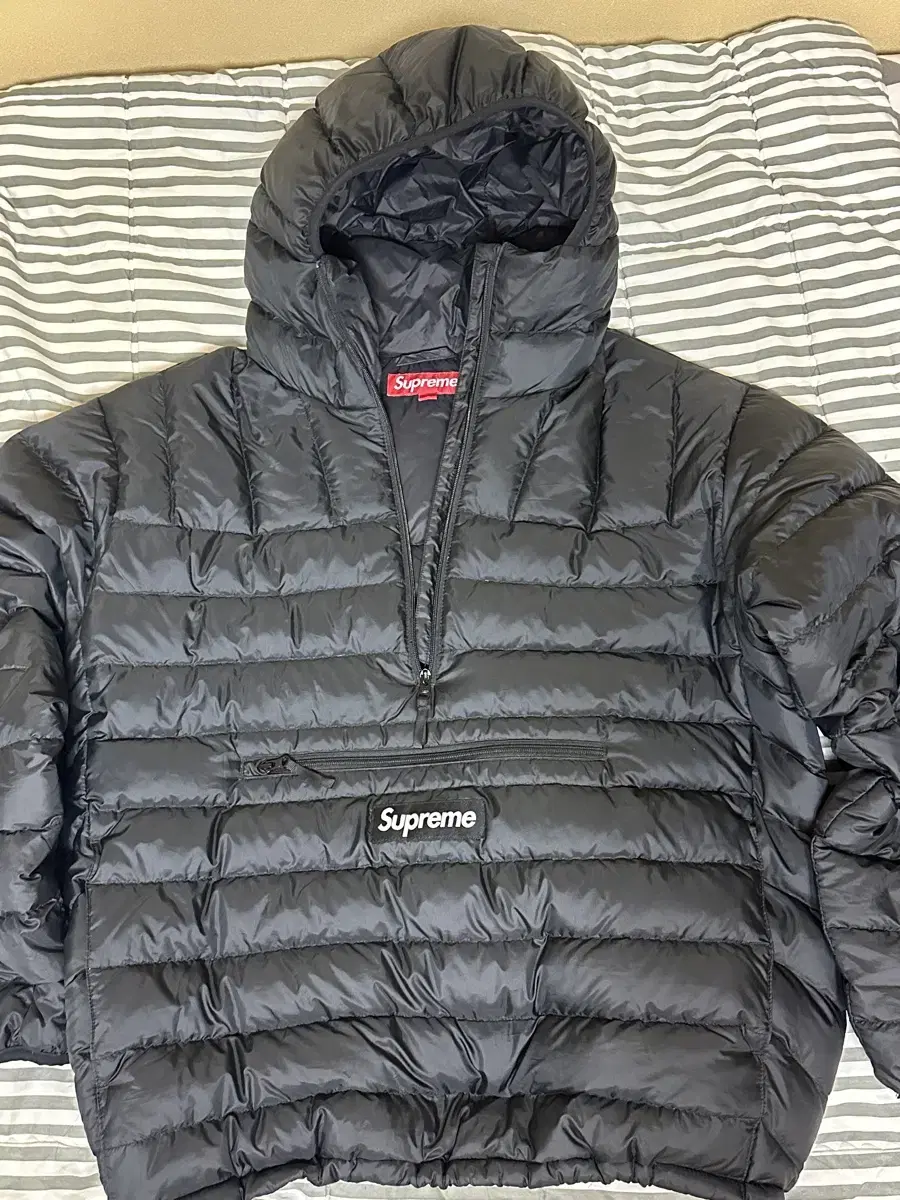 Supreme Micro Down Half-Zip Hooded Pullover Black S Anorak