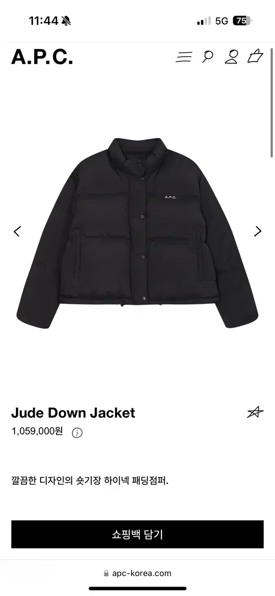 아페쎄 숏패딩 jude down jacket