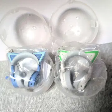 Yowu 고양이 귀 헤드폰 미니어처 참(블루&화이트)