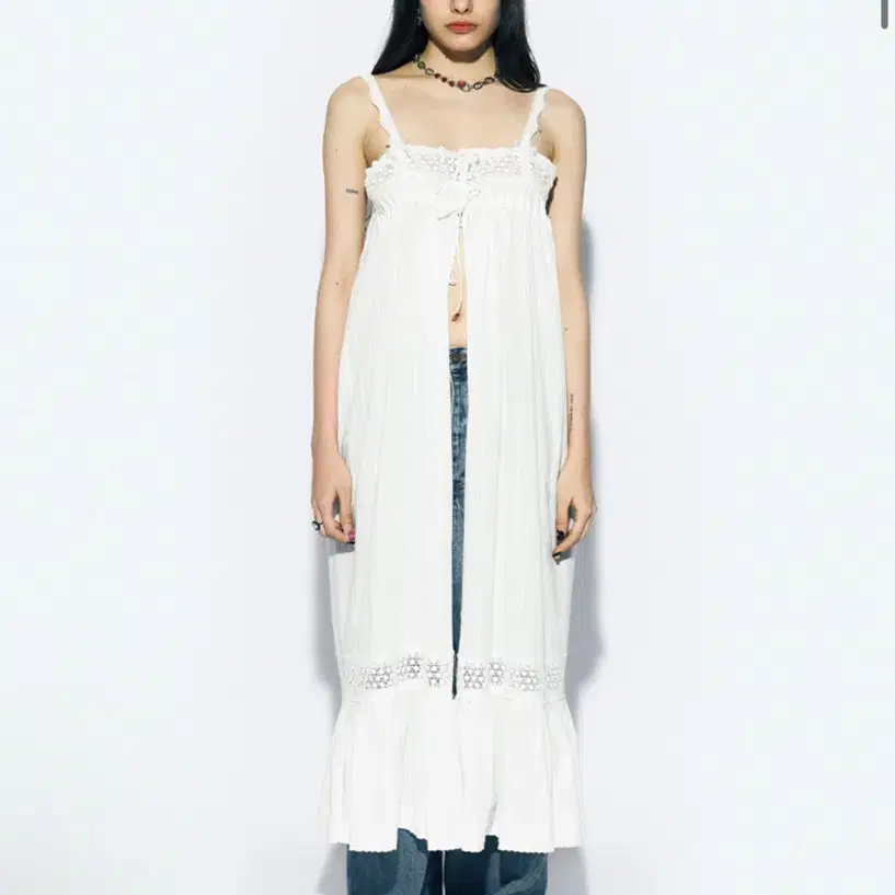 애즈이프캘리 LACE TRIM MAXI DRESS WHITE