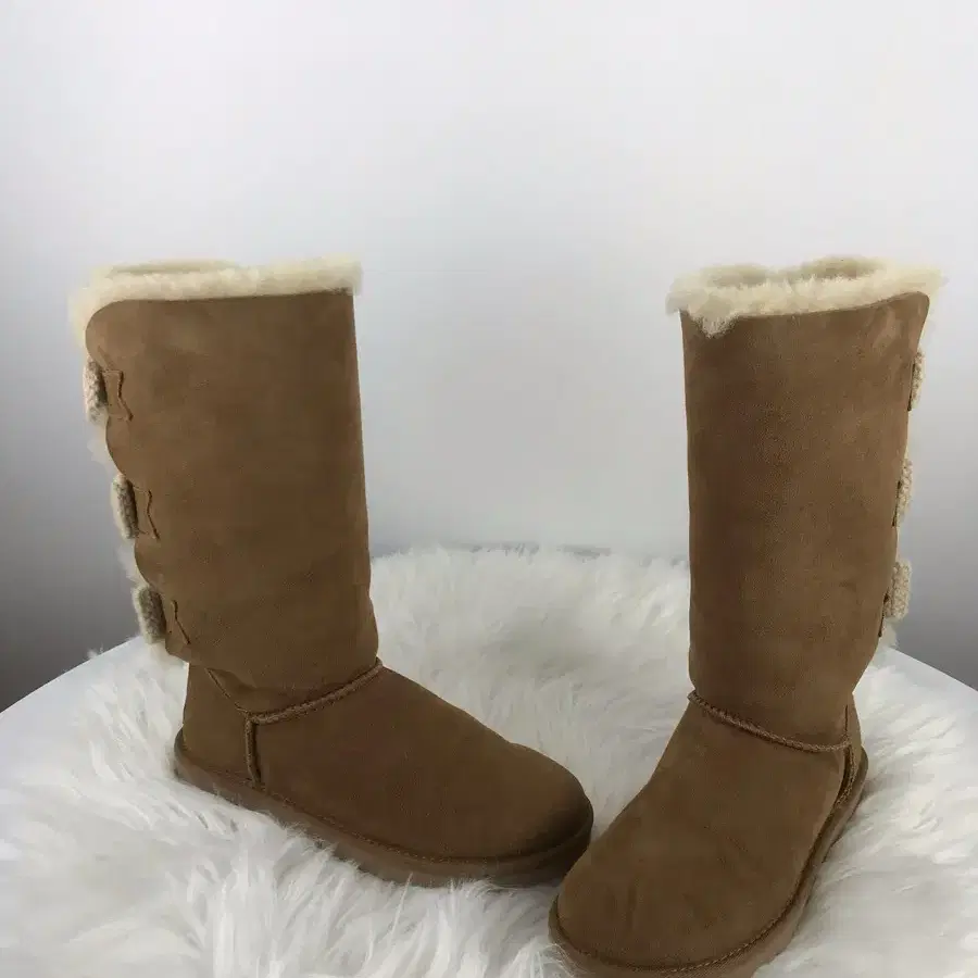 어그 ugg230 리본 롱퍼부츠 베이지 브라운 y2k 모리걸비빈티지신발