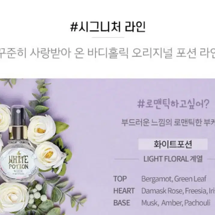 바디홀릭 화이트포션 바디미스트 50ml 새상품