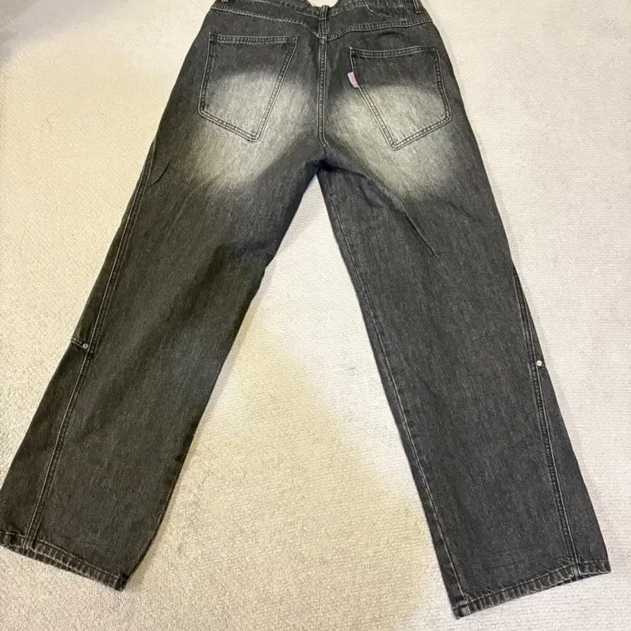 DENIM DOUBLE KNEE - BLACK 밥켓 데님