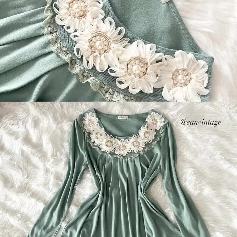 Axes Femme teal-green flower top