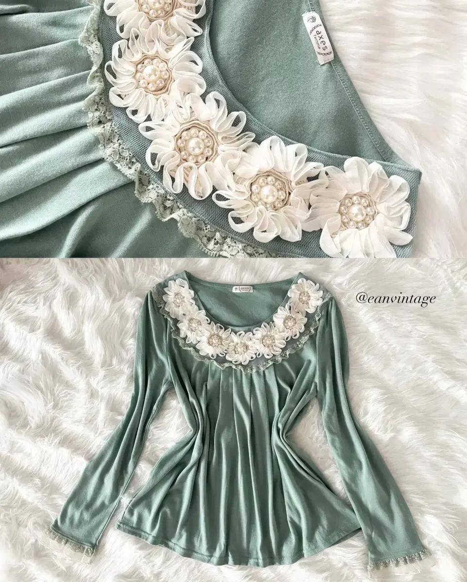 Axes Femme teal-green flower top