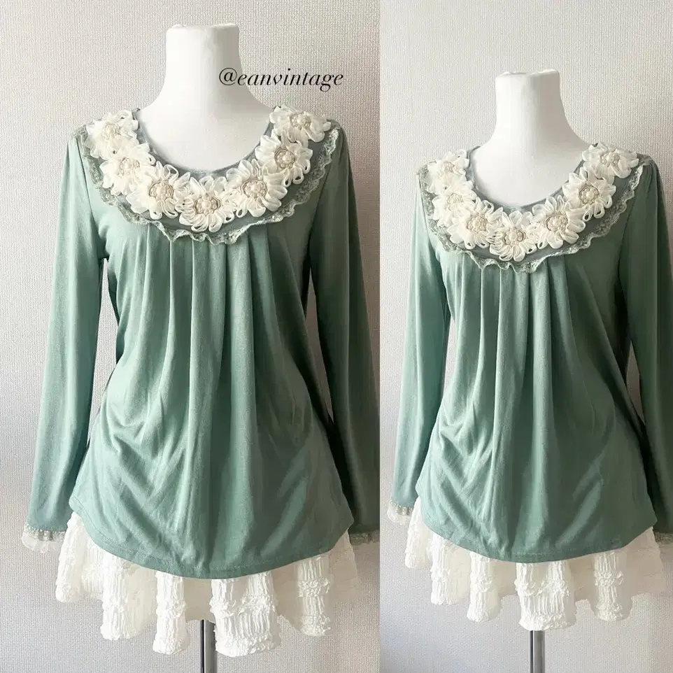 Axes Femme teal-green flower top