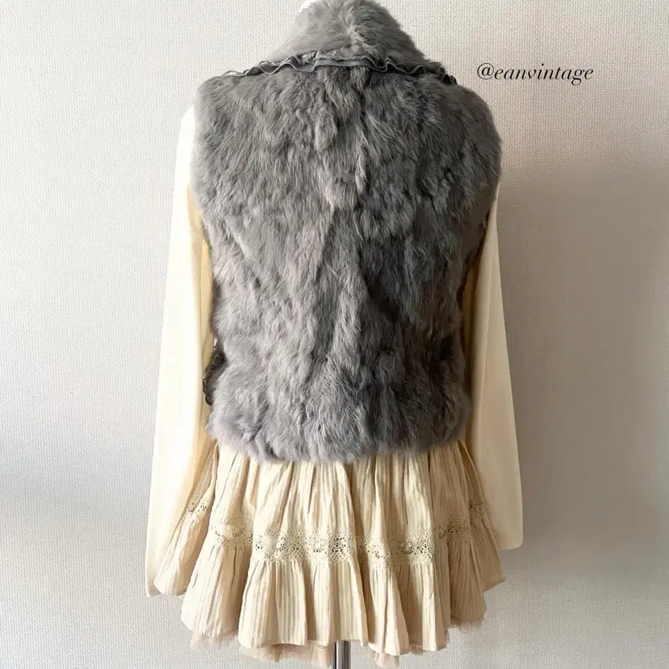 dark gray lace fur vest