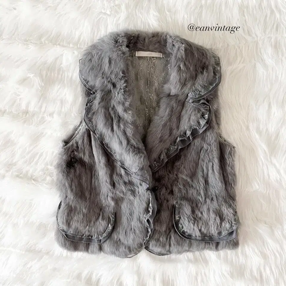 dark gray lace fur vest