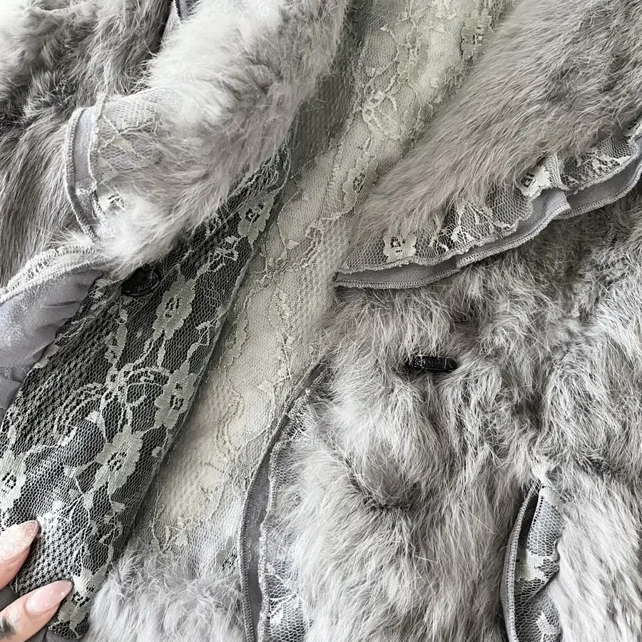 dark gray lace fur vest