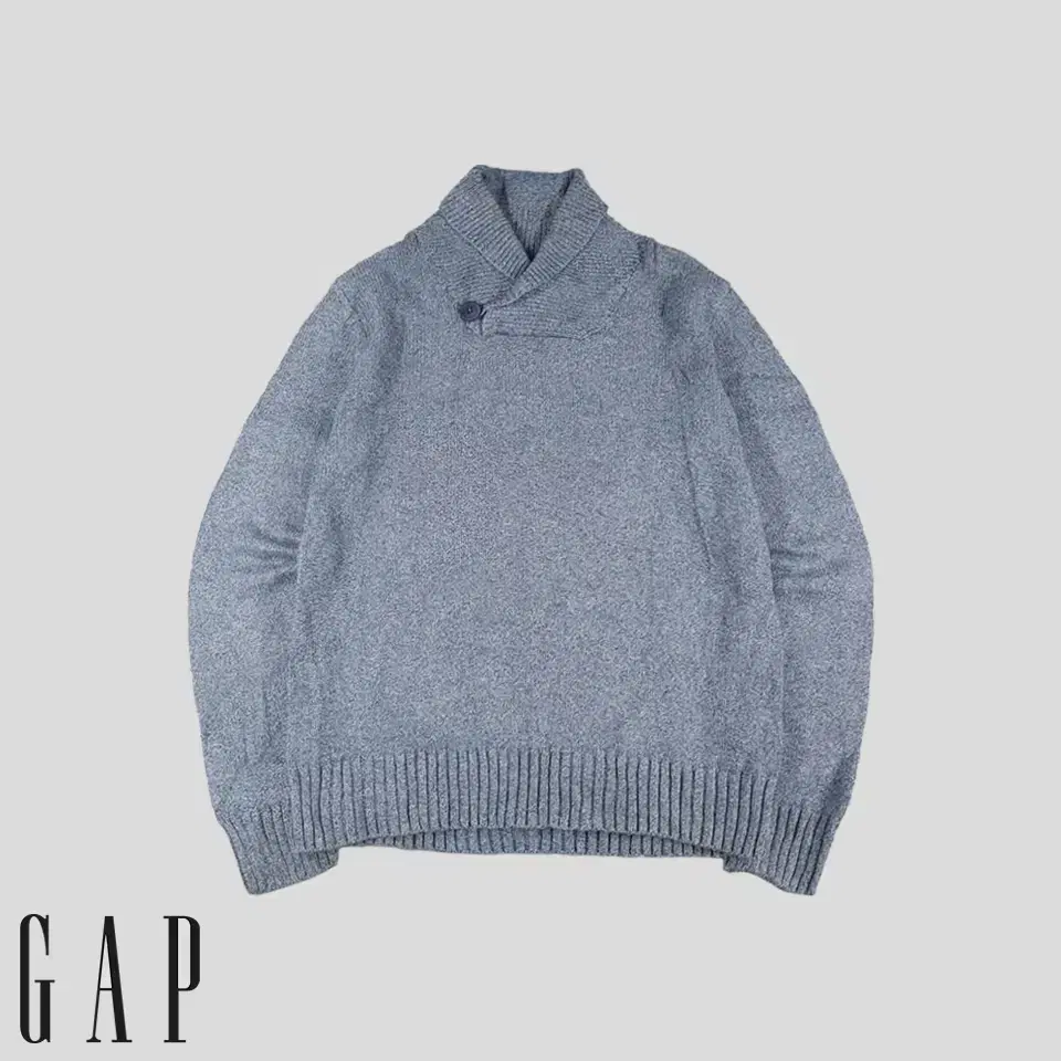 GAP 갭 스모크블루 보카시 원버튼 숄카라 코튼 니트 M