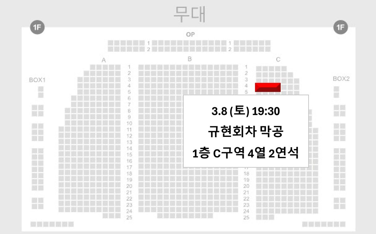 [규현회차] 3.8 (토) 웃는남자 막공 1층 C구역 4열 2연석 양도