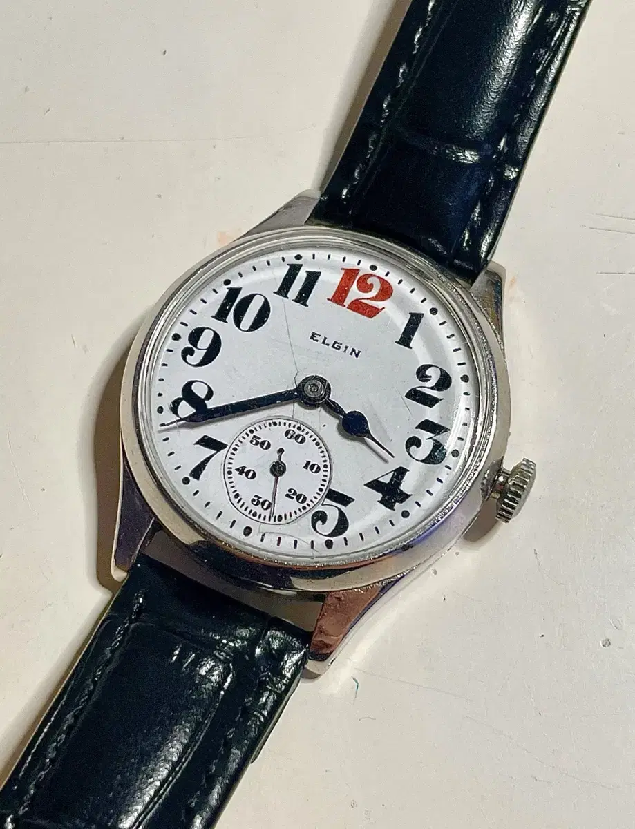Repair complete! 1910s vintage Elgin manual watch with blue hands ELGIN
