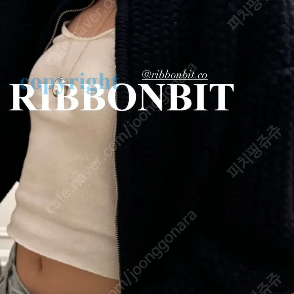 Ribbonbit Tabi Zip up Knit네이비리본빛빗타비집업니트