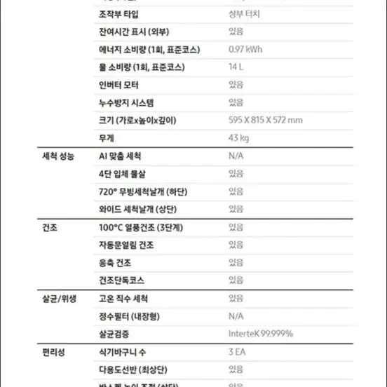 삼성 식기세척기 (14인용)