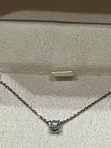미사용 4C 플래티나 싱글 볼 다이아몬드 펜던트 목걸이